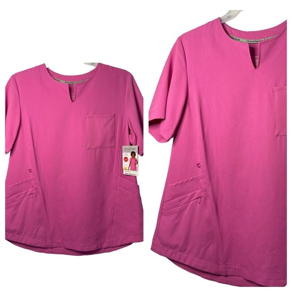 NWT Climate Right By Cuddle Duds Ladies - Stretchy Nurse Scrub Top Size Large - Picture 1 of 7